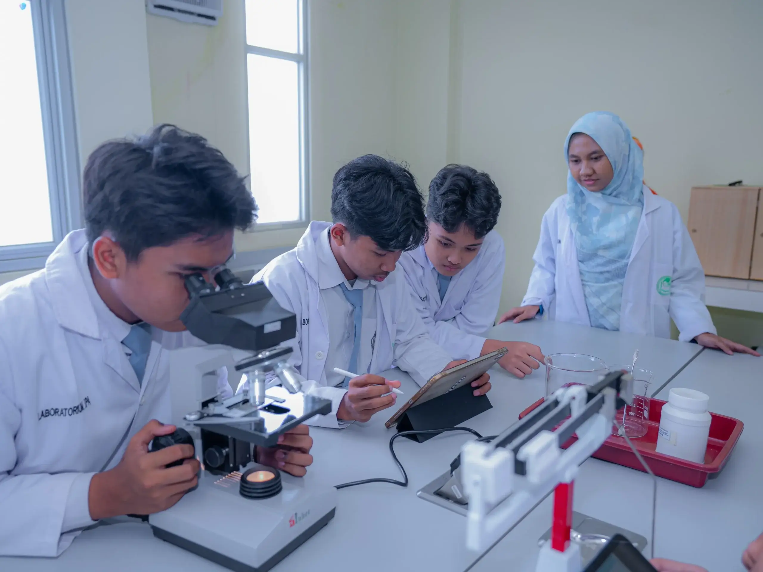 Two students working together